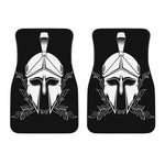 Black And White Spartan Helmet Print Front Car Floor Mats