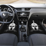 Black And White Spartan Helmet Print Front Car Floor Mats