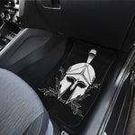 Black And White Spartan Helmet Print Front Car Floor Mats