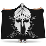 Black And White Spartan Helmet Print Hooded Blanket