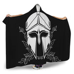 Black And White Spartan Helmet Print Hooded Blanket