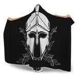 Black And White Spartan Helmet Print Hooded Blanket