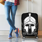 Black And White Spartan Helmet Print Luggage Cover
