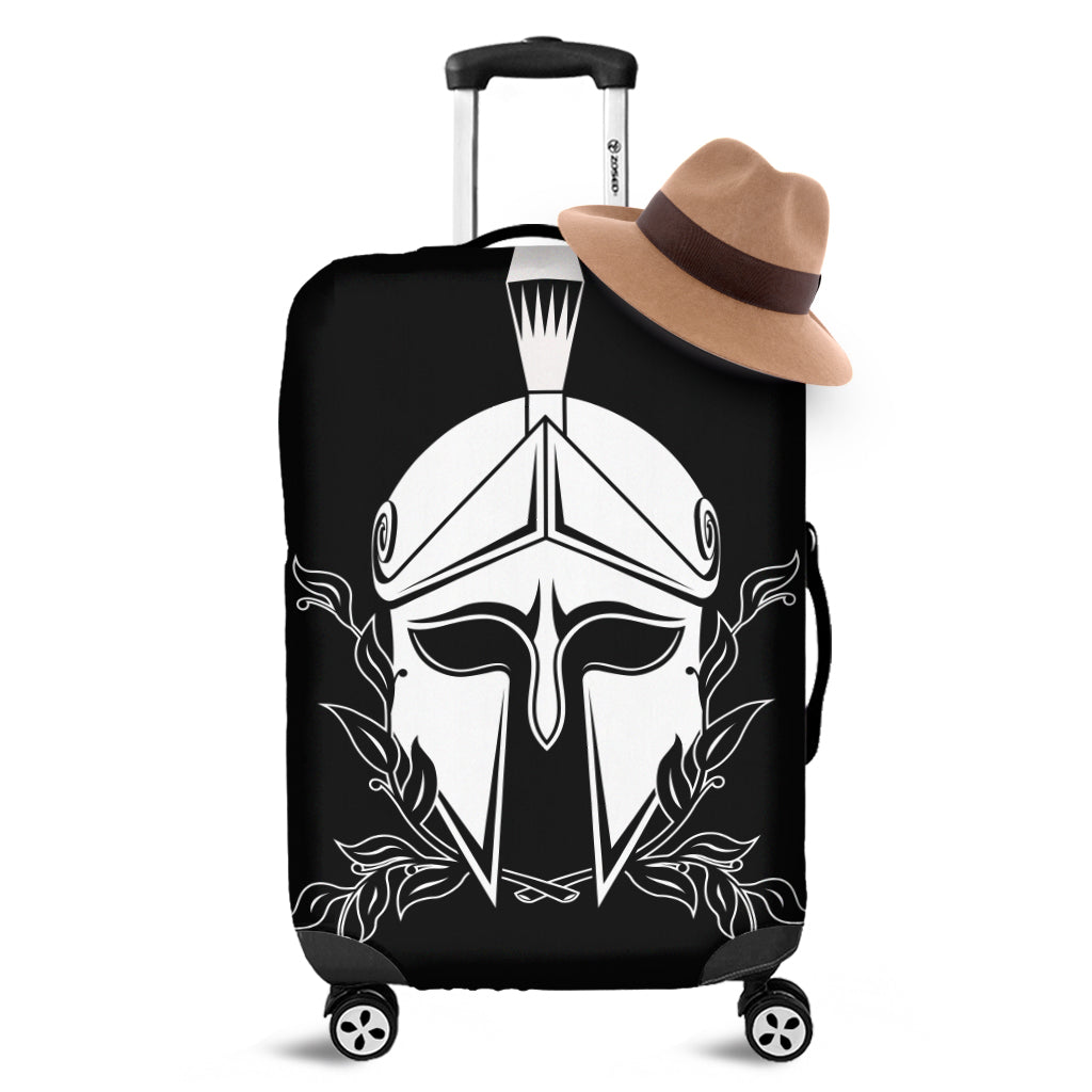 Black And White Spartan Helmet Print Luggage Cover