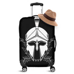 Black And White Spartan Helmet Print Luggage Cover