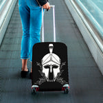 Black And White Spartan Helmet Print Luggage Cover