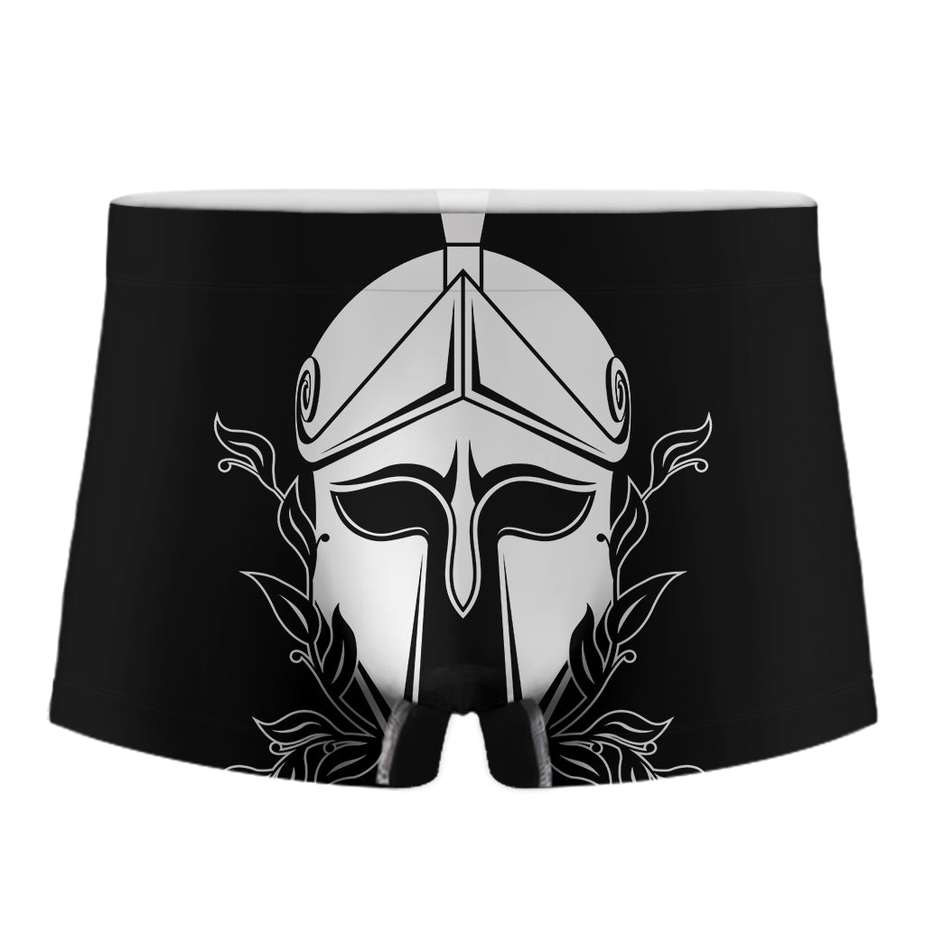 Black And White Spartan Helmet Print Men's Boxer Briefs