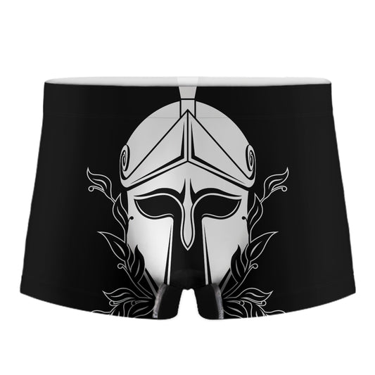 Black And White Spartan Helmet Print Men's Boxer Briefs