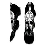 Black And White Spartan Helmet Print Muay Thai Shin Guard