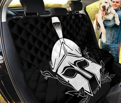 Black And White Spartan Helmet Print Pet Car Back Seat Cover