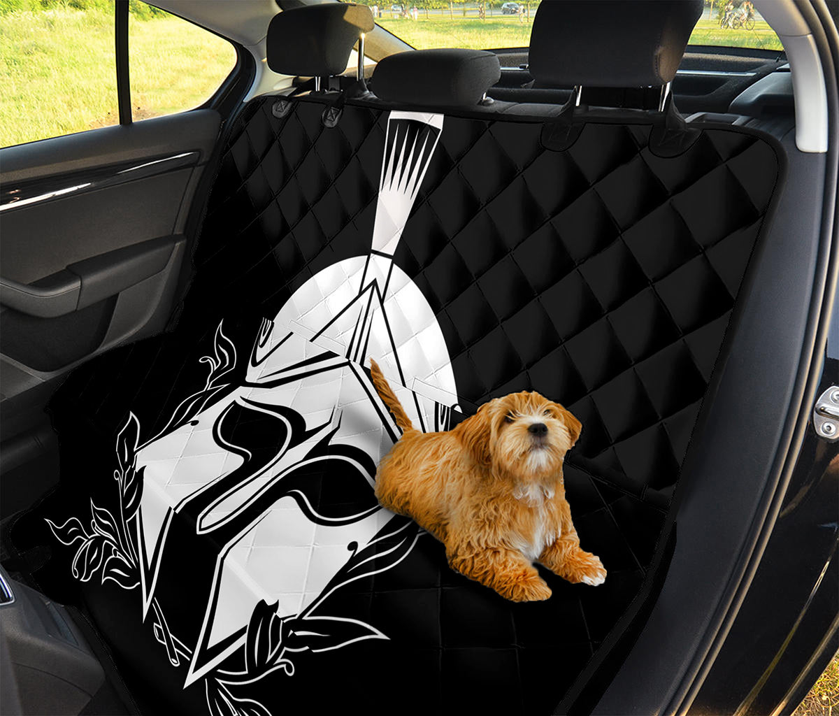 Black And White Spartan Helmet Print Pet Car Back Seat Cover