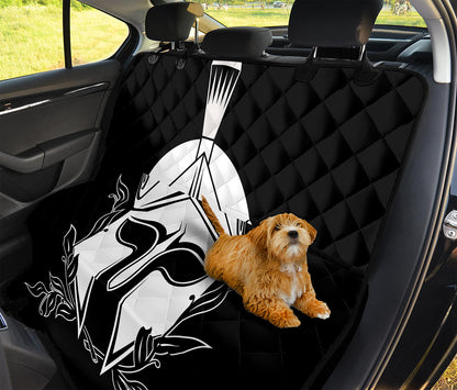 Black And White Spartan Helmet Print Pet Car Back Seat Cover