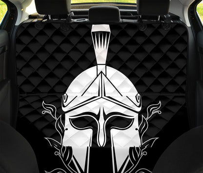 Black And White Spartan Helmet Print Pet Car Back Seat Cover