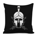 Black And White Spartan Helmet Print Pillow Cover