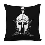 Black And White Spartan Helmet Print Pillow Cover