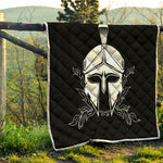 Black And White Spartan Helmet Print Quilt