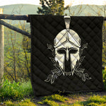 Black And White Spartan Helmet Print Quilt