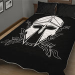 Black And White Spartan Helmet Print Quilt Bed Set