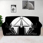 Black And White Spartan Helmet Print Sofa Cover