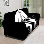 Black And White Spartan Helmet Print Sofa Cover