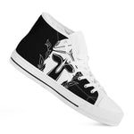 Black And White Spartan Helmet Print White High Top Shoes
