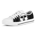 Black And White Spartan Helmet Print White Low Top Shoes