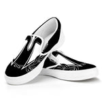 Black And White Spartan Helmet Print White Slip On Shoes