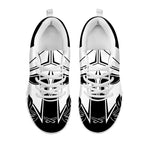 Black And White Spartan Helmet Print White Sneakers
