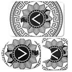 Black And White Spartan Warrior Print 3 Piece Bath Mat Set