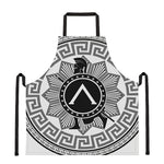 Black And White Spartan Warrior Print Apron
