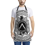 Black And White Spartan Warrior Print Apron