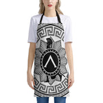 Black And White Spartan Warrior Print Apron