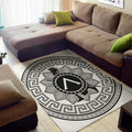 Black And White Spartan Warrior Print Floor Mat