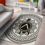 Black And White Spartan Warrior Print Area Rug
