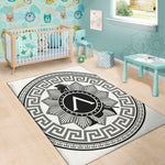 Black And White Spartan Warrior Print Area Rug