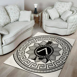 Black And White Spartan Warrior Print Area Rug
