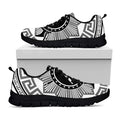 Black And White Spartan Warrior Print Black Running Shoes