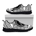 Black And White Spartan Warrior Print Black Sneakers