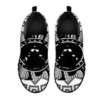 Black And White Spartan Warrior Print Black Sneakers