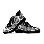 Black And White Spartan Warrior Print Black Sneakers