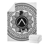 Black And White Spartan Warrior Print Blanket