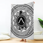 Black And White Spartan Warrior Print Blanket