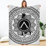 Black And White Spartan Warrior Print Blanket