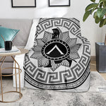 Black And White Spartan Warrior Print Blanket
