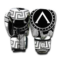 Black And White Spartan Warrior Print Boxing Gloves