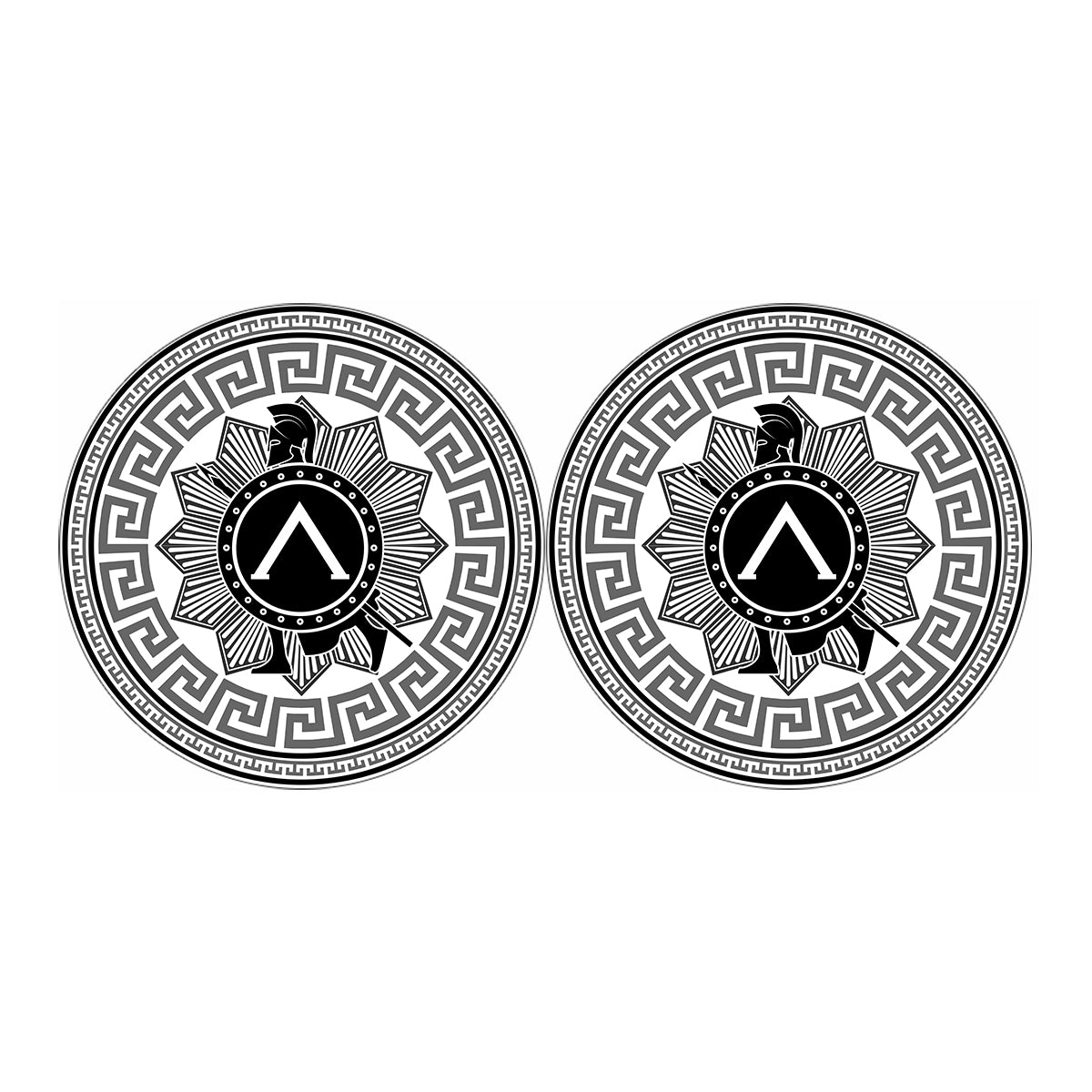 Black And White Spartan Warrior Print Car Coasters