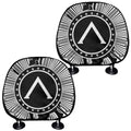 Black And White Spartan Warrior Print Car Headrest Covers