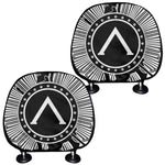 Black And White Spartan Warrior Print Car Headrest Covers