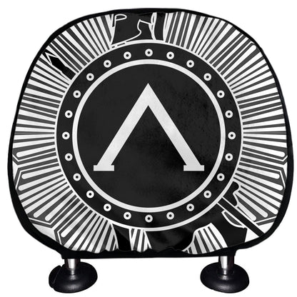 Black And White Spartan Warrior Print Car Headrest Covers
