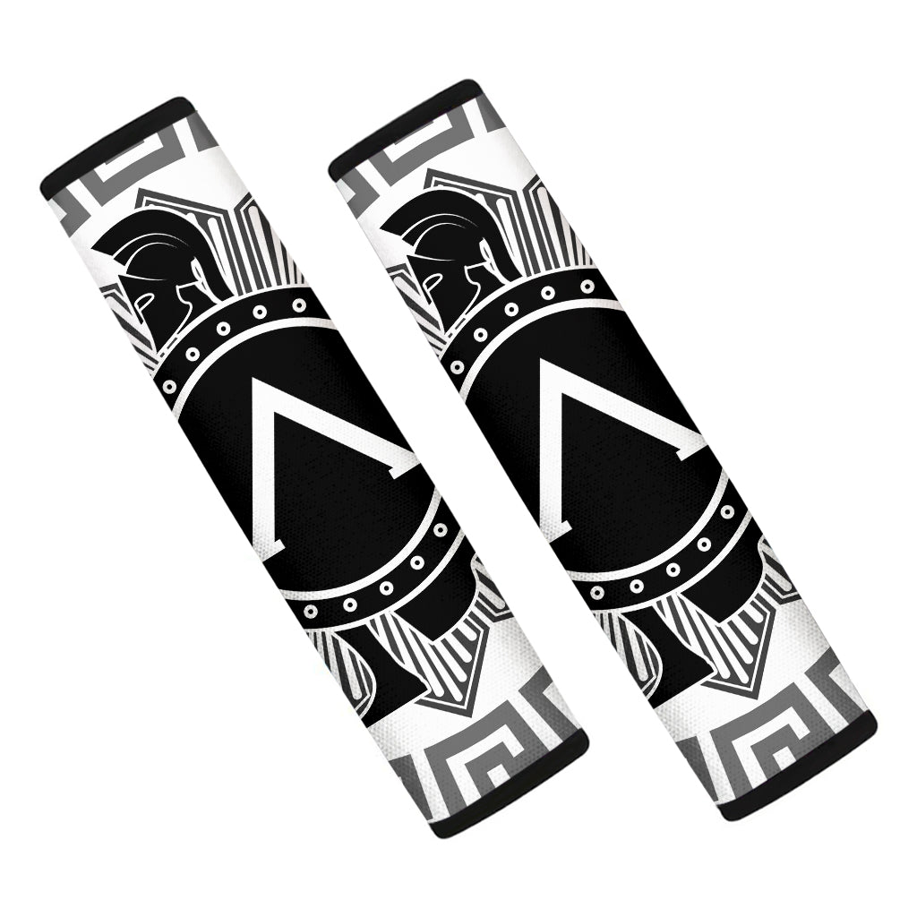 Black And White Spartan Warrior Print Car Seat Belt Covers